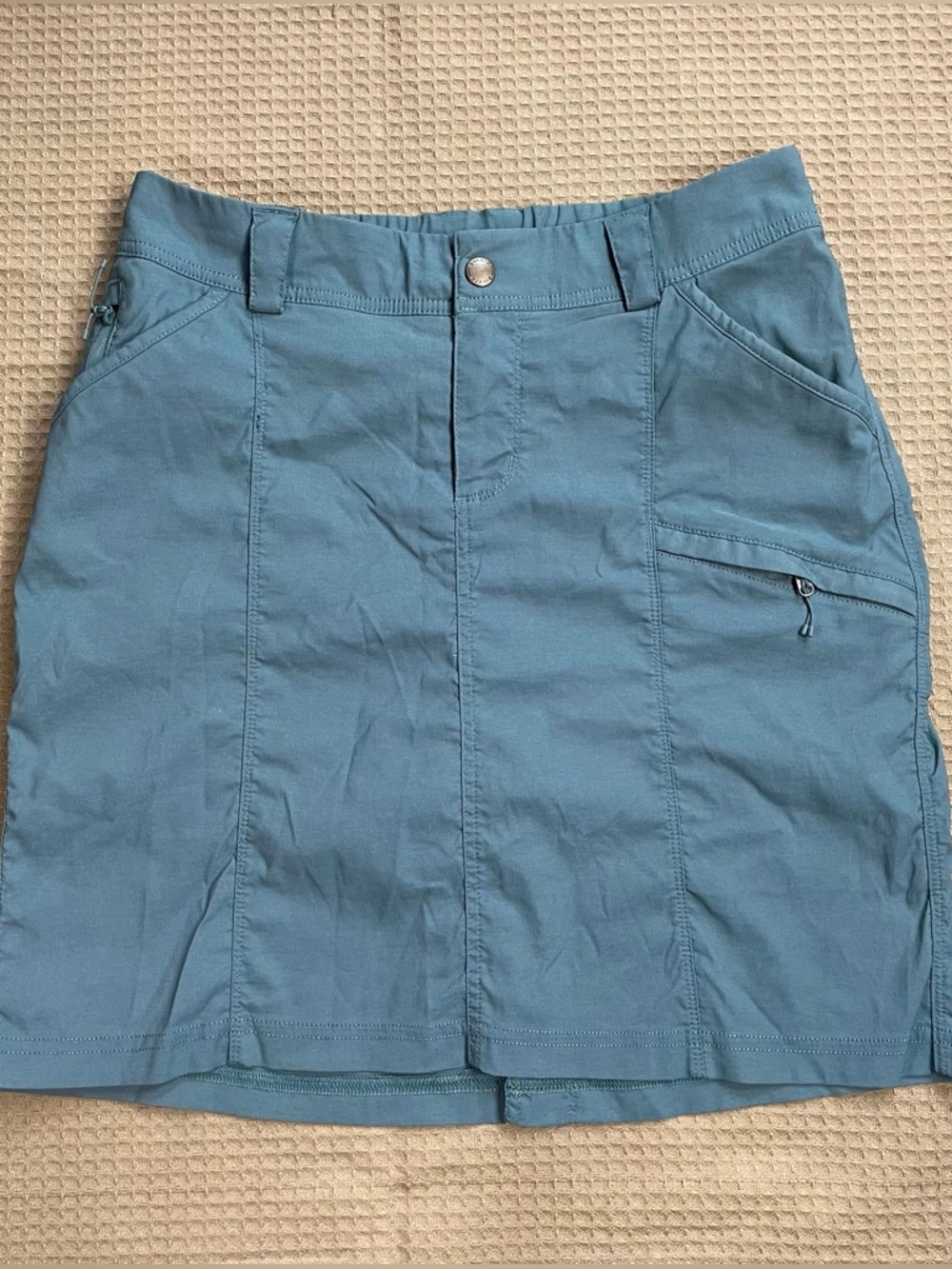 Duluth Trading Dry On The Fly Skort 8 Womens Teal Blue Nylon Stretch Hiking